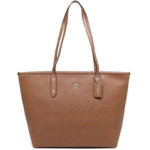 Coach Crossgrain City ZIP Tote Saddle